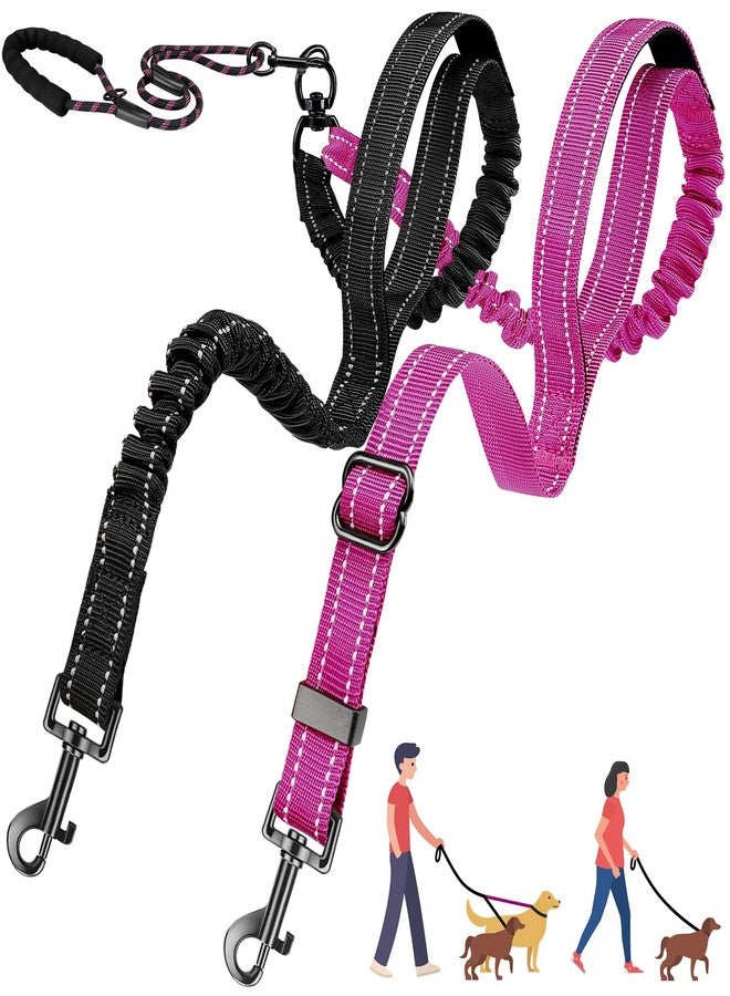 AUTOWT Double Leash for Two Dogs, No Tangle 360° Swivel Dual Dog Leashes with 4 Handles, Super Lightweight for Puppy, Reflective Adjustable Strap and Shock Absorbing Bungee - Image 1